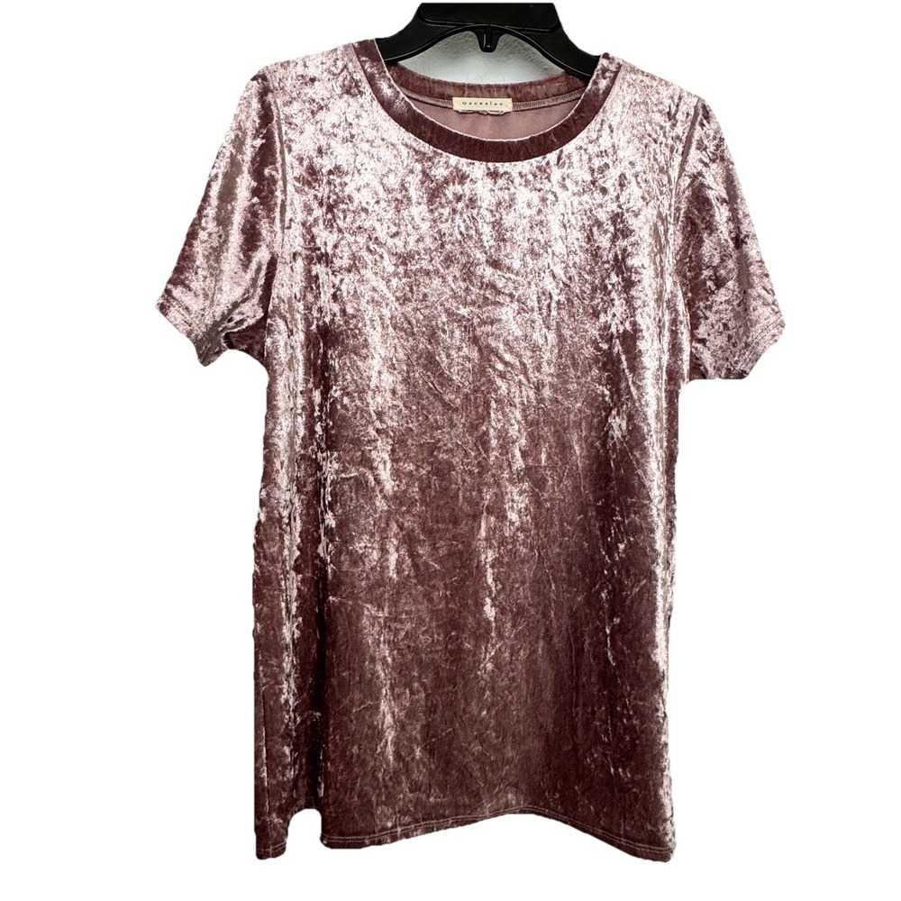 Crushed Velvet XL Top Pink Blush Short Sleeve Shirt Fairy Boho Whimsigoth Y2K